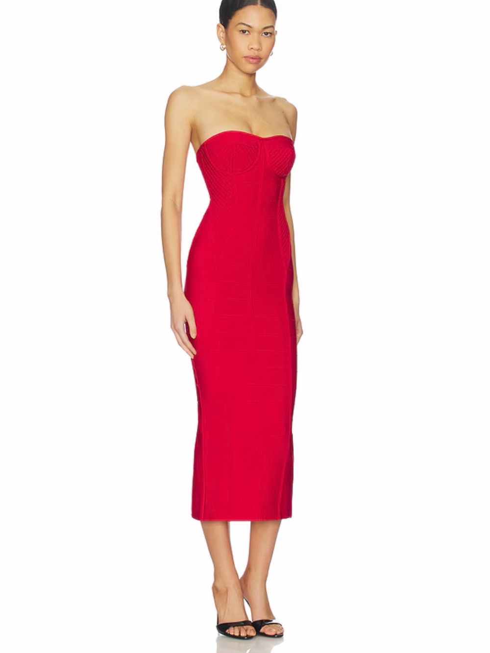 Revolve Superdown Ethelyn Strapless Red Midi Bodycon Dress Small